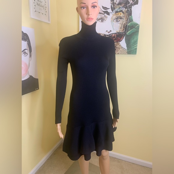 💫HP‼️💫 NWOT REISS Finn Turtleneck Ribbed Knit Dress in Black, Size Medium - Picture 7 of 11
